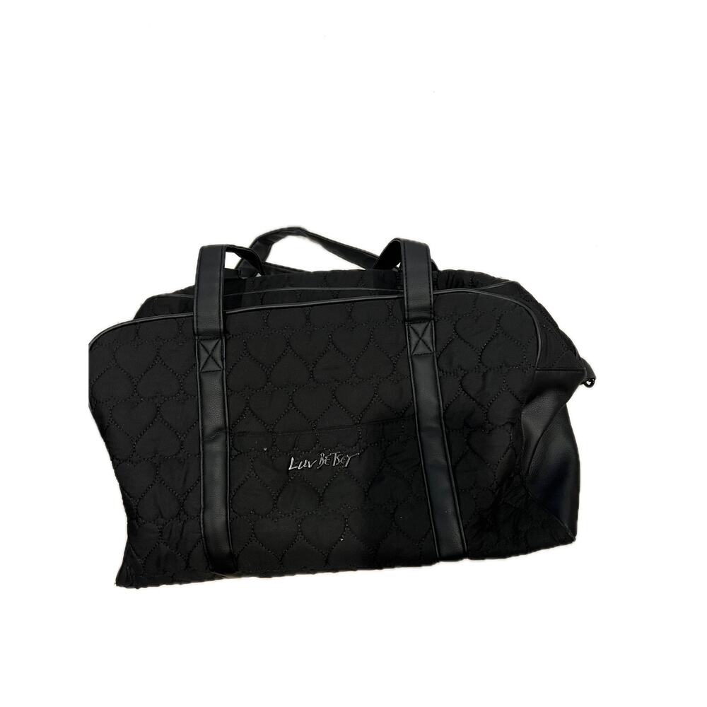 Betsey Johnson Black Heart Quilted Travel Bag 18x12x9 inches